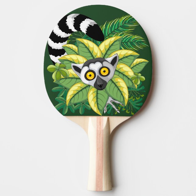 Lemurer från Madagaskar i exotisk djungel Pingisracket (Framsidan)