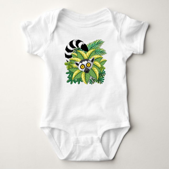 Lemurer från Madagaskar i exotisk djungel T Shirt (Framsida)