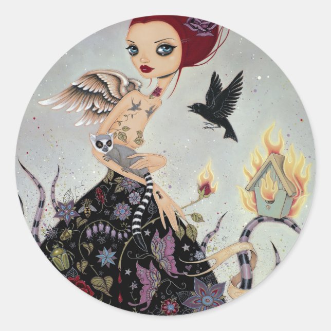 Lemuridea Stickers Runt Klistermärke (Framsida)