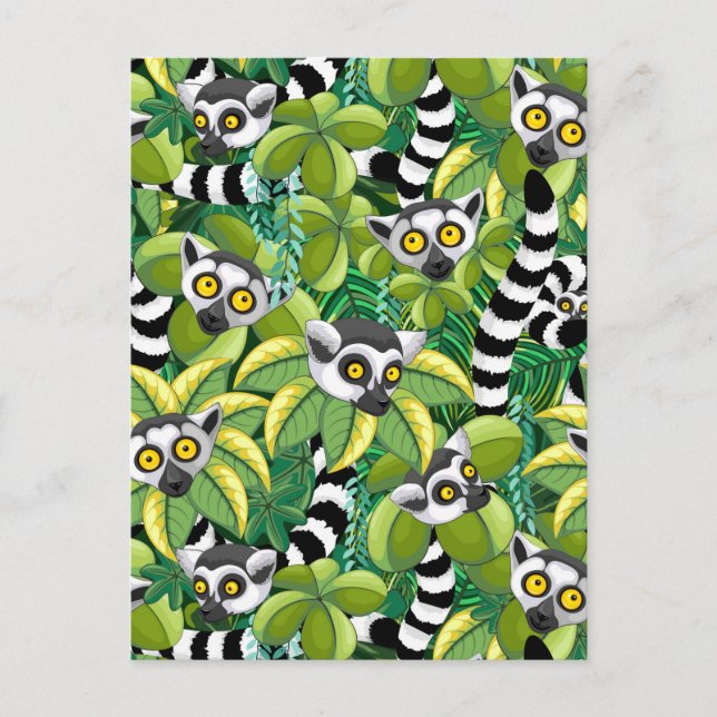 Lemurs of Madagascar in Exotic Jungle Vykort (Framsida)