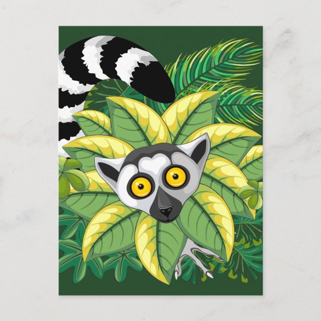 Lemurs of Madagascar in Exotic Jungle Vykort (Framsida)