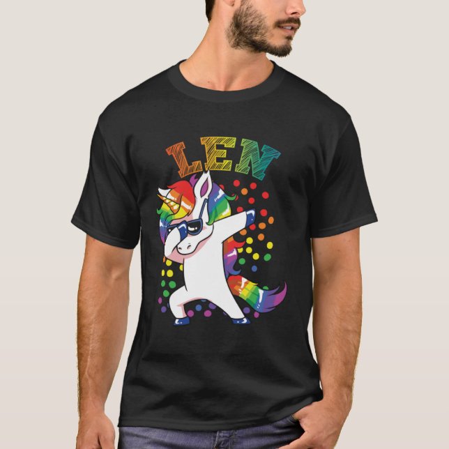 Len Dabbing Unicorn T Shirt (Framsida)