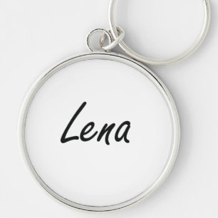Lena konstnärlig känd design rund silverfärgad nyckelring