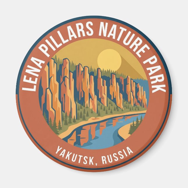Lena pelare naturpark Ryssland Magnet (Framsidan)