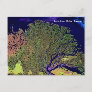Lena River Delta från rymden - Ryssland Vykort