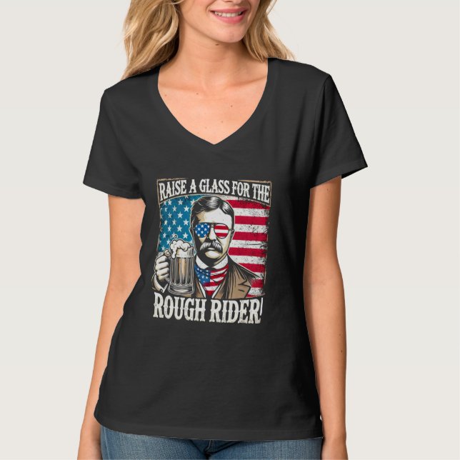 Lena Teddy Roosevelt 4:e juli Graphics for USA T Shirt (Framsida)