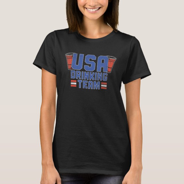 Lena USA:s drinkingsteam 4:e juli St Patricks T Shirt (Framsida)