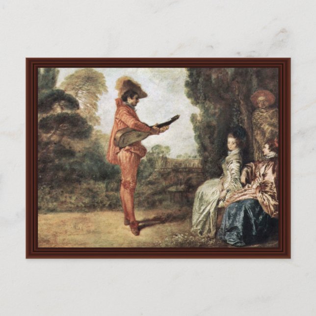L'Enchanteur by Watteau Antoine Vykort (Framsida)