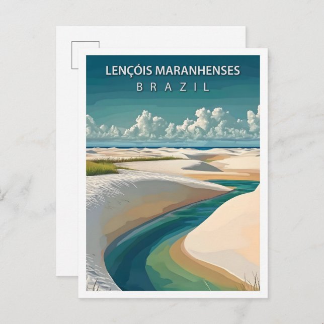 Lencois Maranhenses Brasilien Travel Vykort (Fram/baksida)