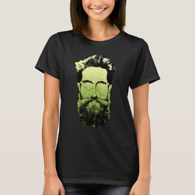Length Beard Tee Funnny Manar Bearded Tees Face H (Framsida)