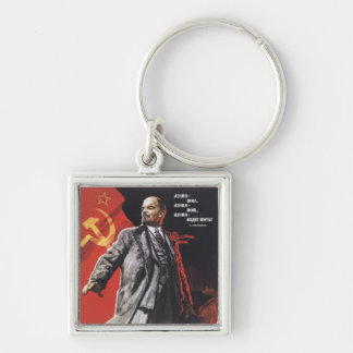 Lenin Fyrkantig Silverfärgad Nyckelring