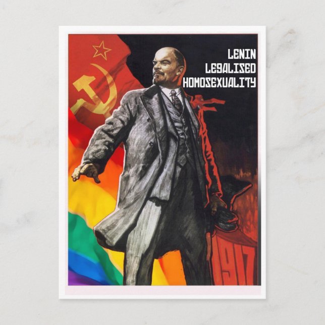 "Lenin legaliserade homosexualitet 1917" vykort (Framsida)