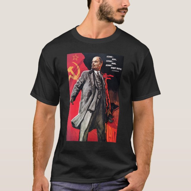 Lenin levde Lenin Lives Lenin kommer att leva Sovj T Shirt (Framsida)