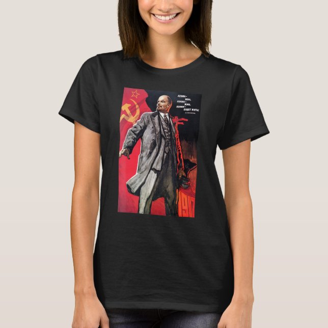 Lenin levde Lenin Lives Lenin kommer att leva Sovj T Shirt (Framsida)