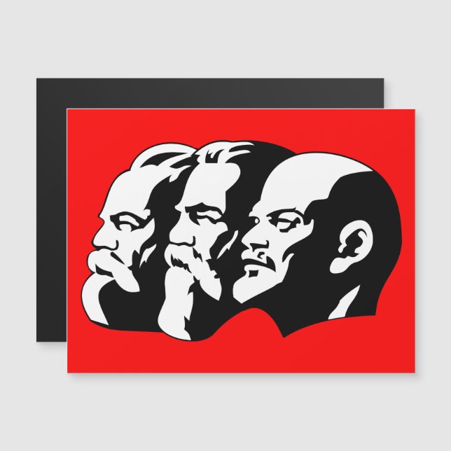 Lenin, Marx, Engels, Sovjetunionen, Kommunism Magnetisk Inbjudningskort (Fram/baksida)