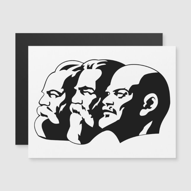 Lenin, Marx, Engels, Sovjetunionen, Kommunism Magnetisk Inbjudningskort (Fram/baksida)