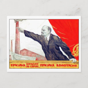 Lenin pekar på en fabrik, sovjetisk propaganda vykort