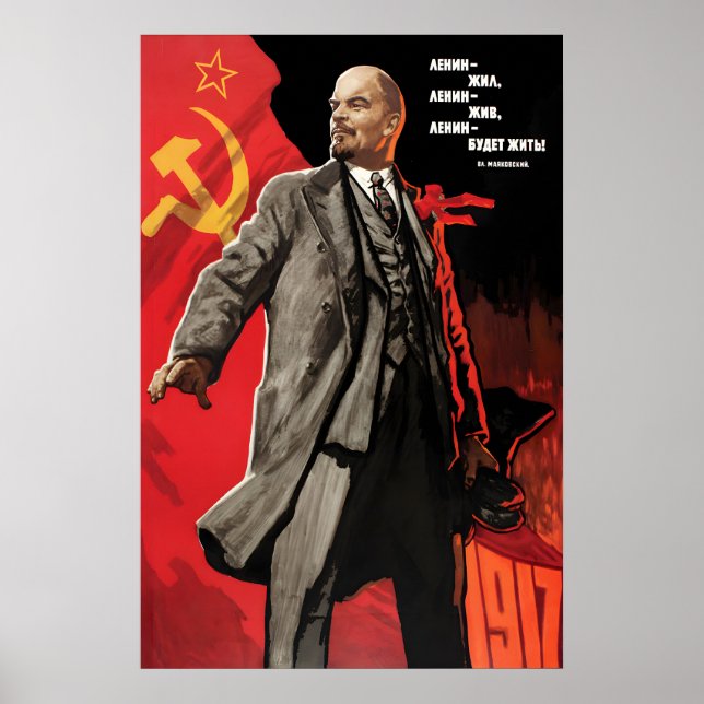 Lenin sovjetisk propagandaposters, Leve Lenin! Poster (Framsidan)