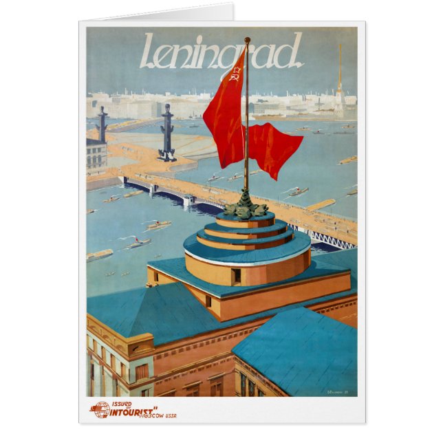 Leningrad USSR Vintage affisch återställd Hälsningskort (Framsidan)