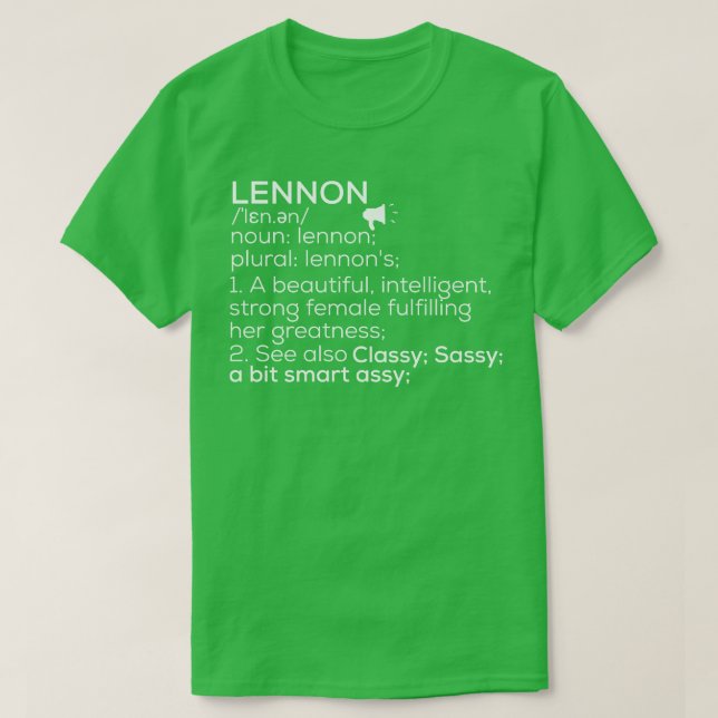 Lennon Namn Lennon Definition Lennon Female Namn L T Shirt (Design framsida)