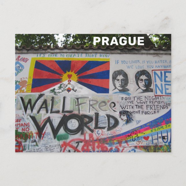 Lennon Wall Prag Tjeckiska republiken Resa Vykort (Framsida)