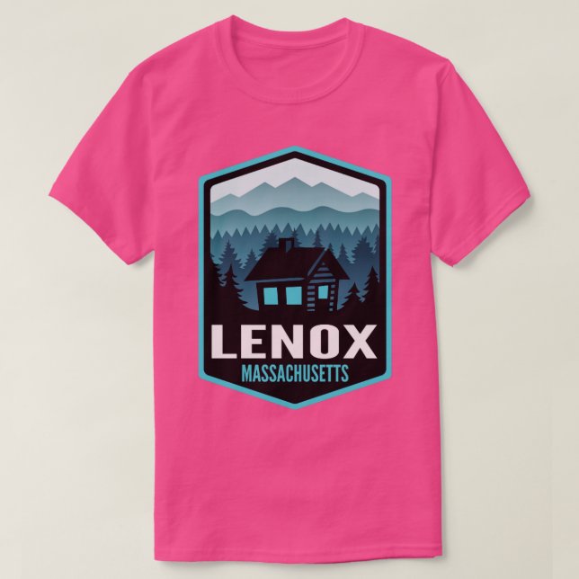 Lenox Massachusetts Mountain Town Cabin T Shirt (Design framsida)