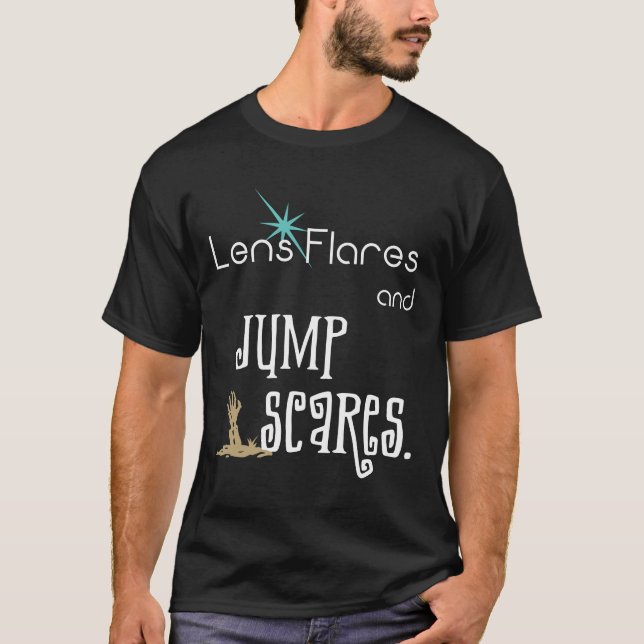 Lens Flares och Jump Skrämmer filmen humor T-Shirt (Framsida)