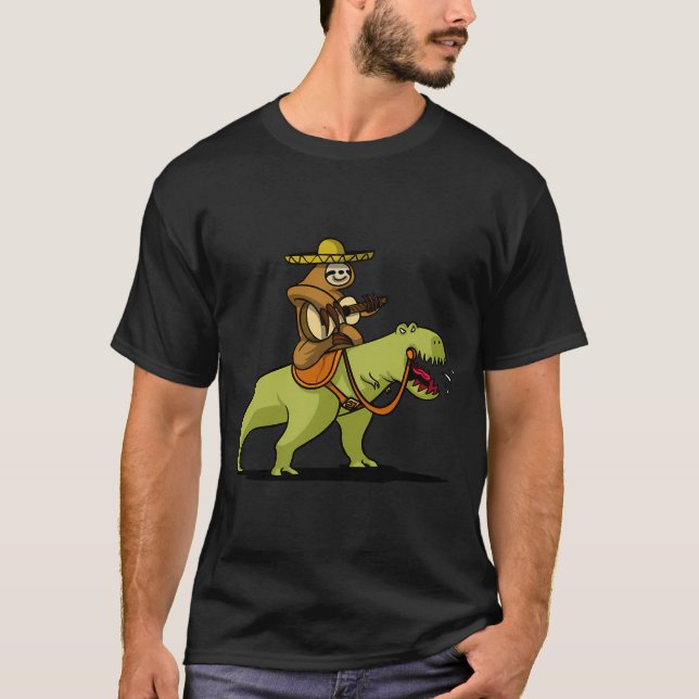 Lent Cowboy Ridning T-Rex Dinosaurie T Shirt (Framsida)