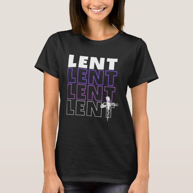 LENT Typography with ash cross T Shirt (Framsida)