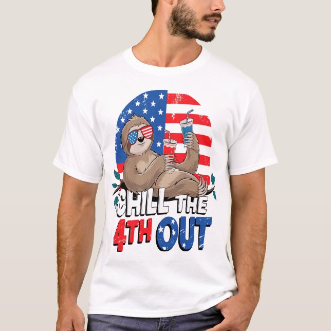 Lentbuss Chill den 4:e patriotiska USA T Shirt (Framsida)