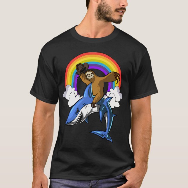 Lentdjur Cowboy Ridande Haj T Shirt (Framsida)