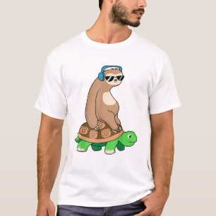 Lentdjur som rider på sköldpadda - Lat lentdjur T- T Shirt
