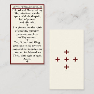 Lenten Prayer of St Ephraim the Syrian mini card Visitkort