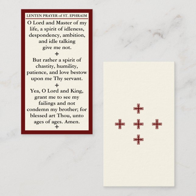 Lenten Prayer of St. Ephraim the Syrian mini card Visitkort (Fram/baksida)