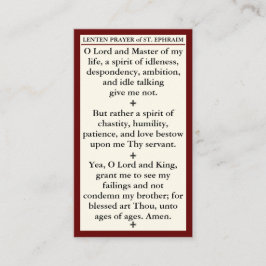 Lenten Prayer of St. Ephraim the Syrian mini card Visitkort