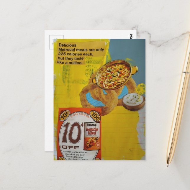 Lentil Rings and Soup 225 mixed media collage  Vykort (Fram/Back In Situ)