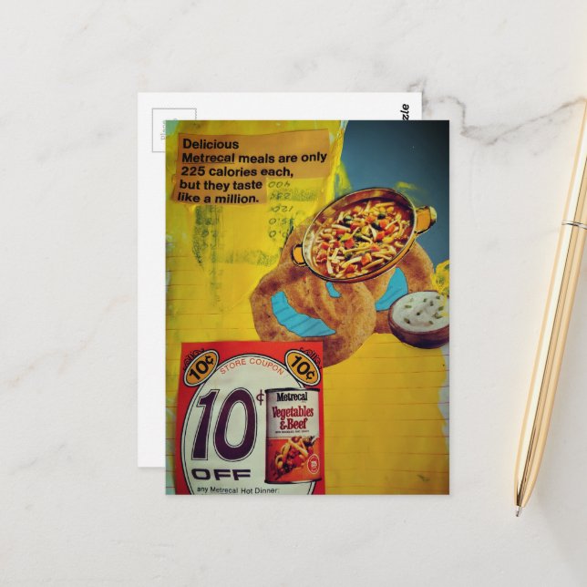 Lentil Rings and Soup 225 mixed media collage  Vykort (Fram/Back In Situ)