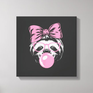 Lenträd som bär glasögon och blåser rosa bubbelgum canvastryck