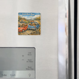 LenträdningsVägRaseri – Rockwell-Inspirerad Akvare Magnet