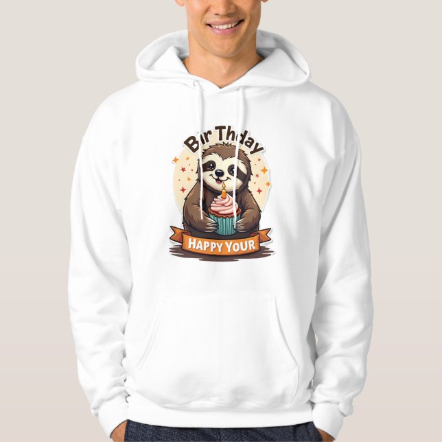 Lenträning födelsedags tröja vintage kaka djur gra hoodie (Framsida)