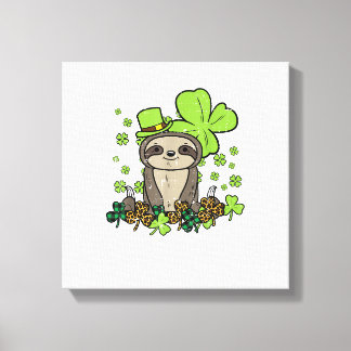 Lenträsk Shamrock-rutig Leopard St Patricks Day Mä Canvastryck