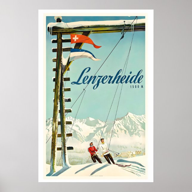 Lenzerheide Switzerland Vintage Ski Poster (Framsidan)