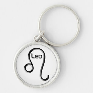 LEO, Abstrakt utformning av Zodiac-signalen. Rund Silverfärgad Nyckelring