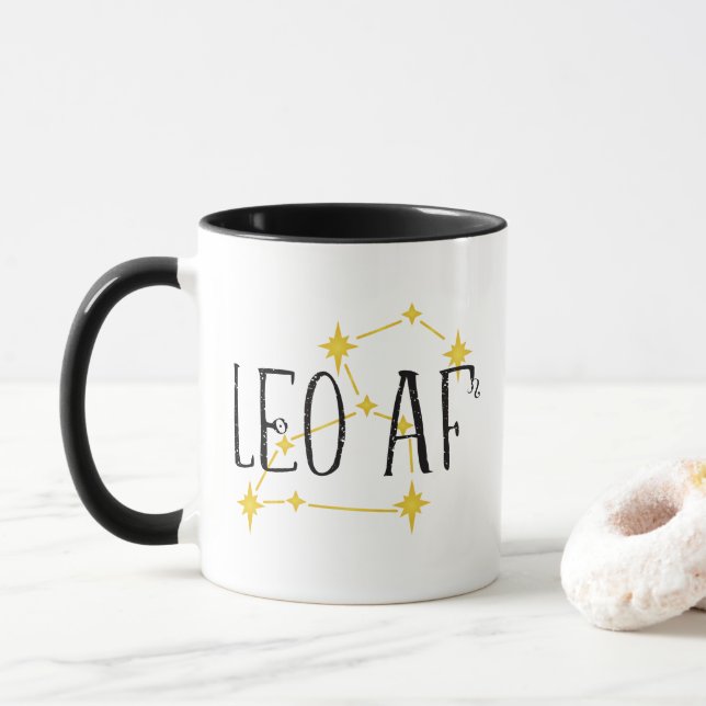 LEO AF-konstellation och Sol och Lejona symboler Mugg (Med munk)