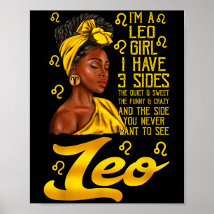 Leo Afro Svart Kvinna Det är min födelsedag Zodiak Poster