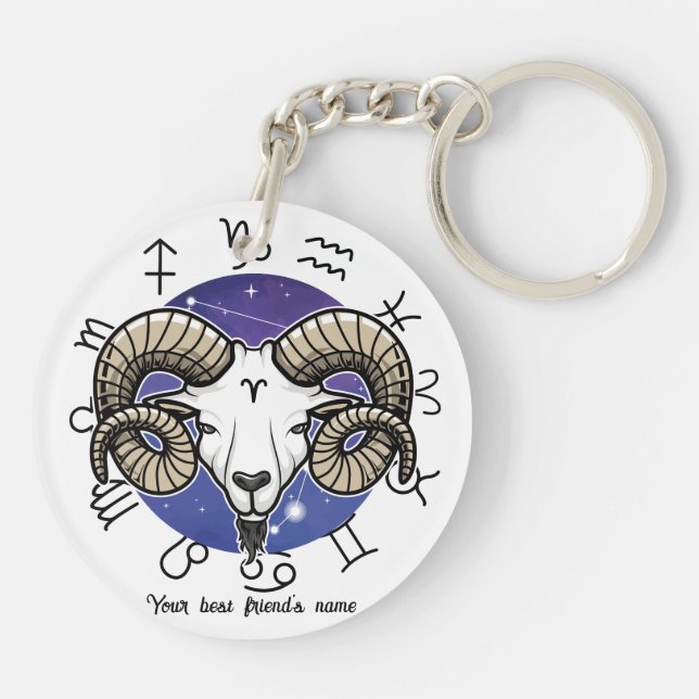 Leo Aries Zodiak Nyckelring i Akryl (Baksidan)
