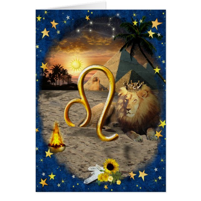 Leo ♌ Art Collage Card Hälsningskort (Framsidan)
