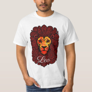 Leo astrologi födelsemärke zodiak lejonhuvud paisl t shirt