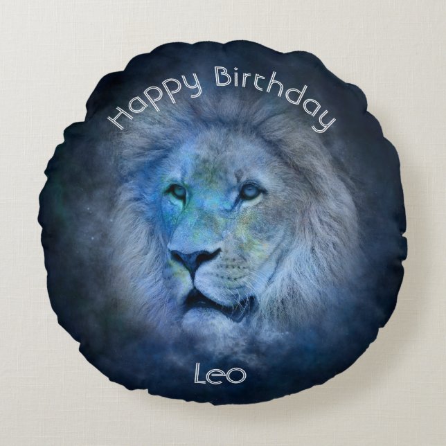 Leo Astrological Zodiac-tecken Rund Kudde (Framsidan)