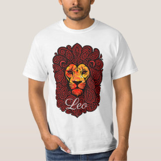 Leo astrology birth sign zodiac lion head paisley t shirt